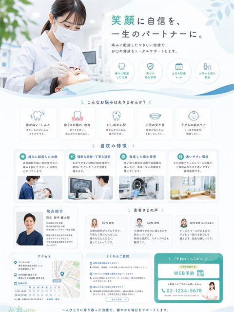 歯科医院のLP制作サンプル｜安心感を重視した医療系